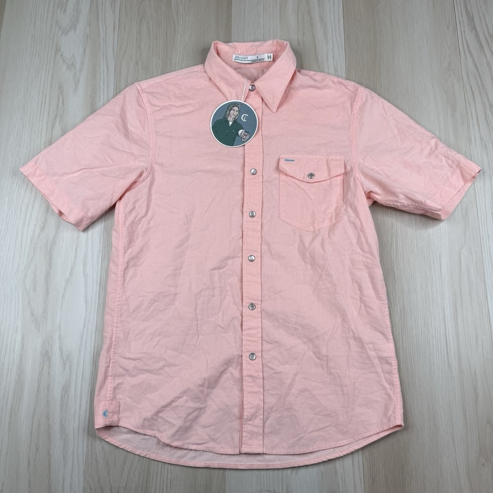 Criquet Camp Shirt Pink Corduroy Pin Wale Pearl Snap Western Golf Mens Small NWT